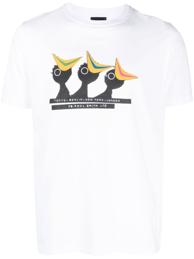 Ps By Paul Smith Graphic-print Cotton T-shirt In White