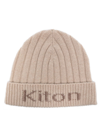 Kiton Intarsia-knit Cashmere Beanie In Beige