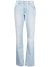 Attico Sky Blue High-waisted Straight-leg Denim Jeans In Blue