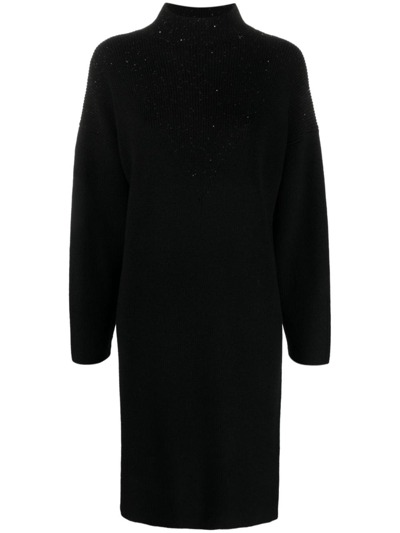 Le Tricot Perugia Sequin-embellished Virgin Wool Dress In Black