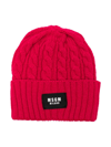 MSGM CABLE-KNIT LOGO-PATCH BEANIE