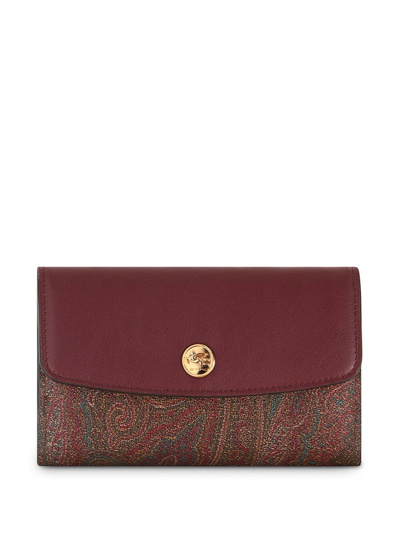Etro Essential Paisley-print Leather Wallet In Red
