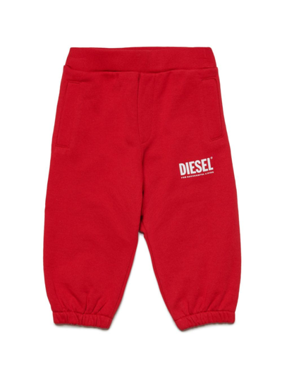 Diesel Babies' Logo-print Cotton Track Pants In 红色