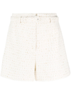 SELF-PORTRAIT BELTED BOUCLÉ SHORTS