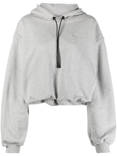 The Mannei Logo-embroidered Cotton Hoodie In Grey