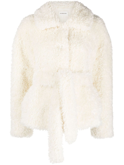 P.a.r.o.s.h Belted Faux-shearling Jacket In White
