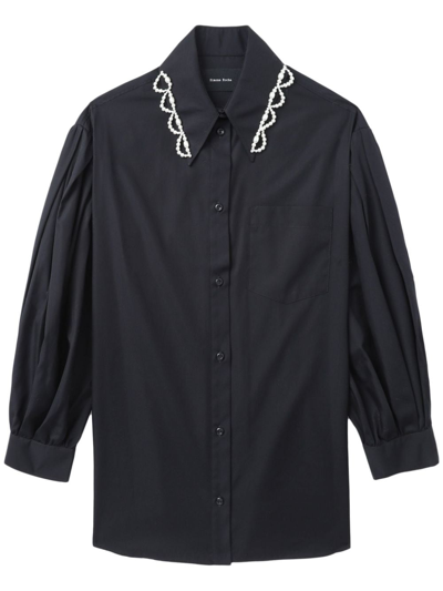 Simone Rocha Embellished Cotton Shirt In Black
