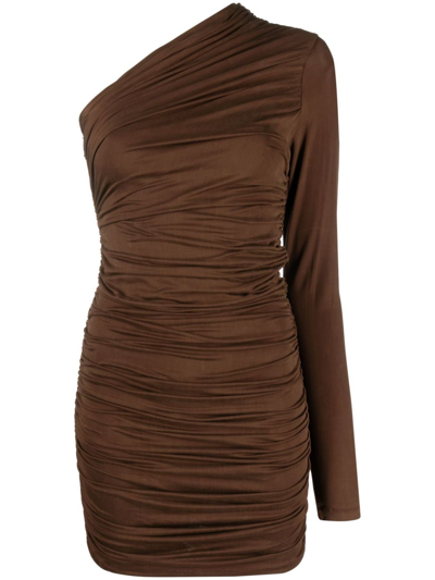 Gauge81 Pila One-sleeve Minidress In Brown