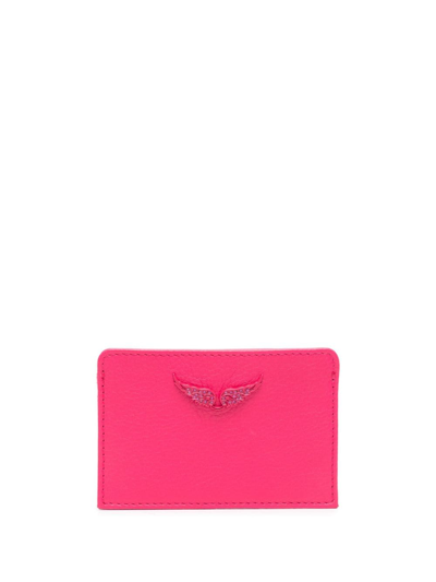 Zadig & Voltaire Zv Pass Logo-plaque Leather Cardholder In Pink