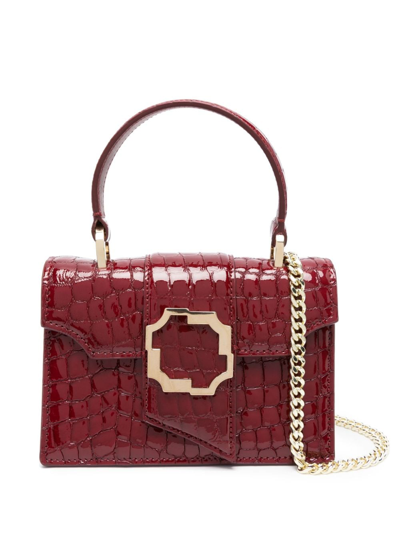 Malone Souliers Mini Audrey Crocodile-embossed Tote Bag In Red