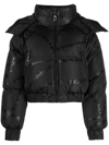 Versace Jeans Couture Logo-print Cropped Puffer Jacket In Black