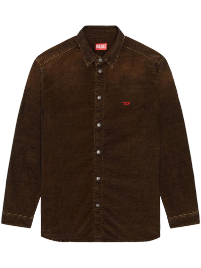 Diesel D-simply-over Stretch-cotton Shirt In Brown