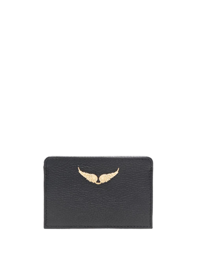 Zadig & Voltaire Zv Pass Logo-plaque Leather Cardholder In Black