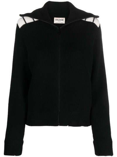 Zadig & Voltaire Zip-up Wool Jumper In Black