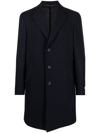 Canali Single-breasted Long Coat In Blue