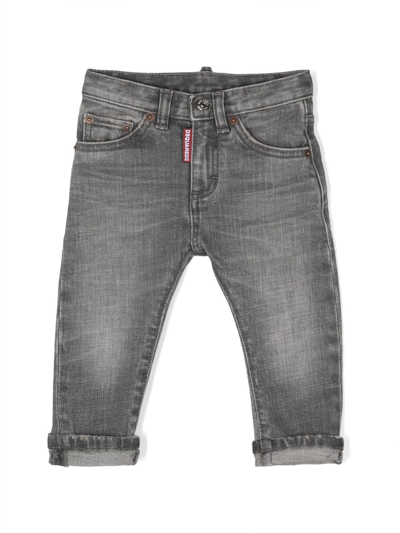 Dsquared2 Babies' Logo-patch Stonewashed Jeans In Grey