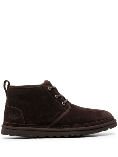 Ugg Neumel Debossed-logo Leather Boots In Brown