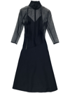 Khaite Bellamy Paneled Long-sleeve Sheer Silk Maxi Dress In Black