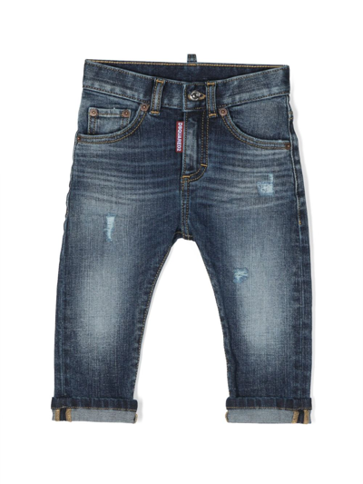 Dsquared2 Babies' Logo-patch Distressed-effect Jeans In Blue