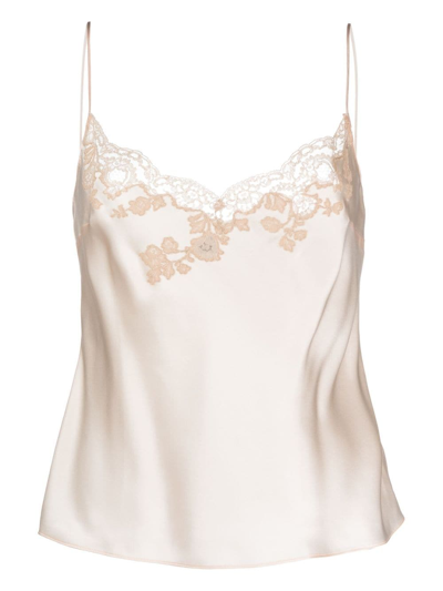 Carine Gilson Lace-embellished Silk Camisole In Pink