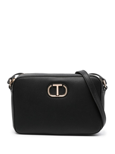 Twinset Logo-plaque Crossbody Bag In Black