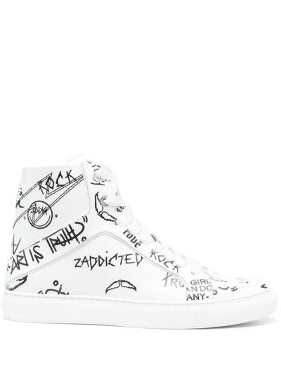 Zadig & Voltaire High Flash High-top Leather Sneakers In White