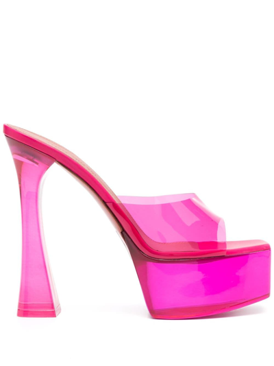 Amina Muaddi Dalida Glass Pvc Platform Mules In Lotus Pink