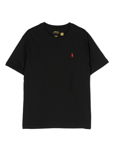 Ralph Lauren Kids' Polo Pony Cotton T-shirt In Black