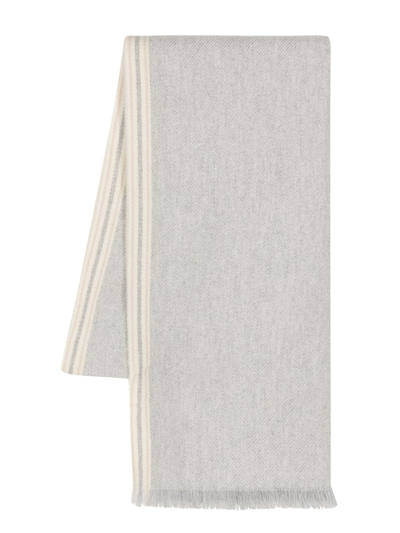 Eleventy Diagonal-stripe Cashmere Scarf In Grey
