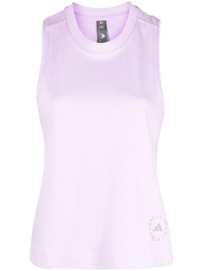 Adidas By Stella Mccartney Logo-print Sleeveless Tank Top In Purple