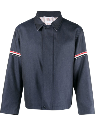 Thom Browne Signature-stripe Detail Shirt Jacket In Blue