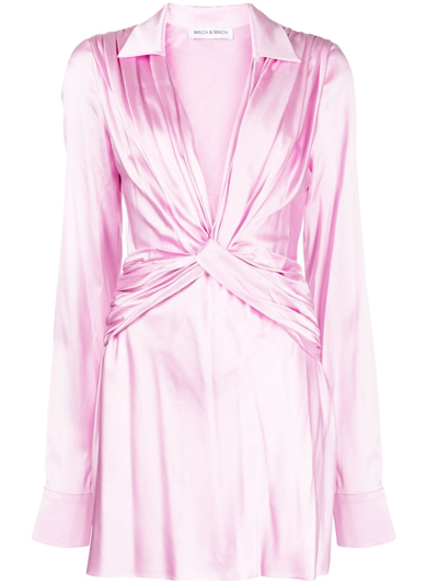 Mach & Mach Antoinette Stretch Silk Satin Mini Dress In Pink