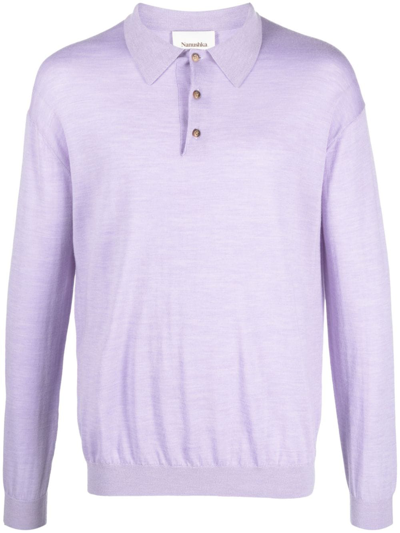 Nanushka Ziast Merino Wool Polo Shirt In Purple