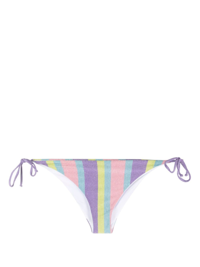 Mc2 Saint Barth Stripe-print Tied Bikini Briefs In Pink