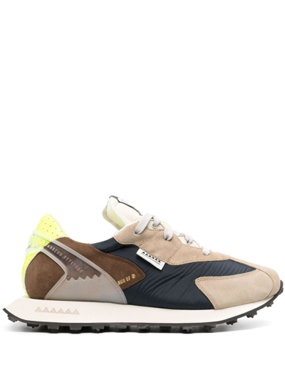 Run Of Barrio M - Sneakers Suede, Canvas And Leather In Blue/beige