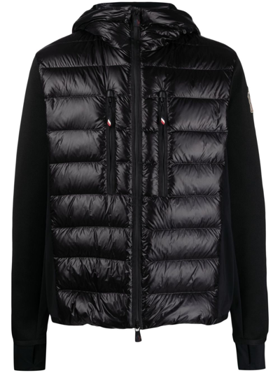 Moncler Padded Hooded Down Jacket In Black