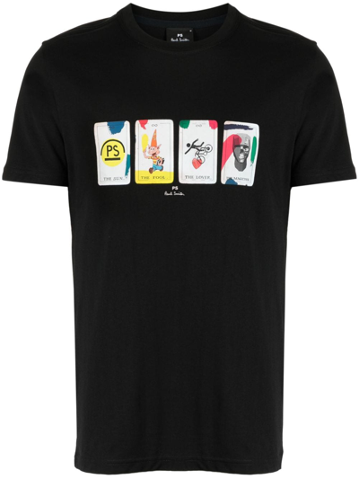 Ps By Paul Smith Tarot-cards Cotton T-shirt In Black
