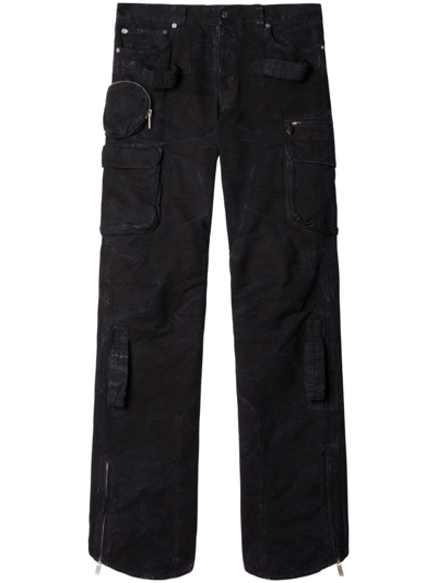 Off-white Cargo Cotton Trousers In Black