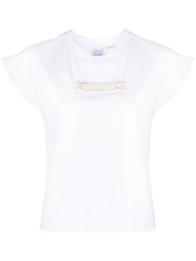 Pinko Cut-out Logo-appliqué T-shirt In White