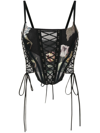 MONSE GRAPHIC-PRINT LACE-UP CORSET