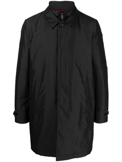 Fay Double-layer Camp-collar Coat In Black