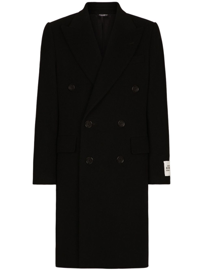 Dolce & Gabbana Double-breasted Wool Coat In Black