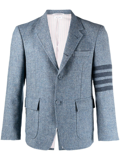 Thom Browne Stripe-detail Single-breasted Blazer In Blue