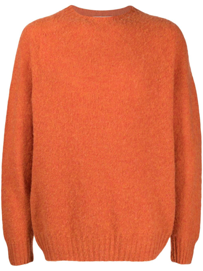Ymc You Must Create Suedehead Crew-neck Knitted Jumper In Orange
