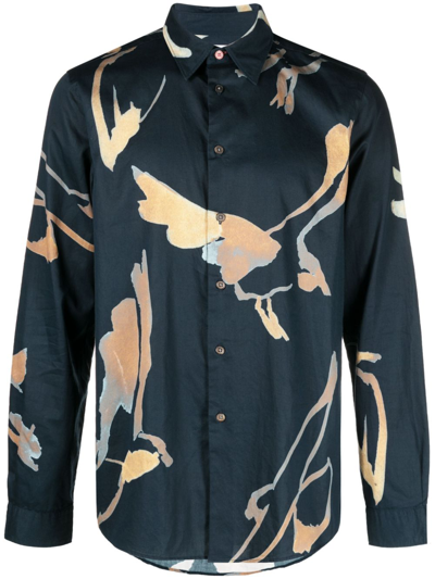 Ps By Paul Smith Graphic-print Cotton Shirt In Blue