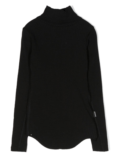 Molo Romaine High-neck Ribbed-knit T-shirt In Black