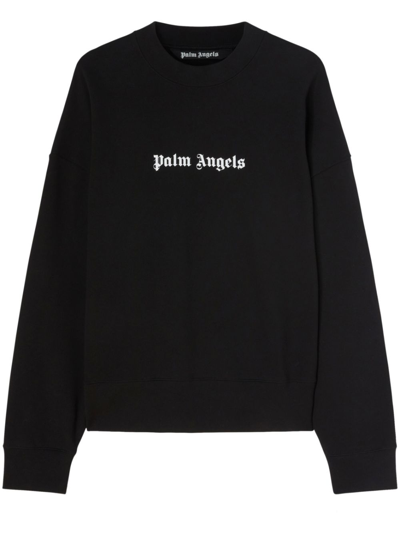 Palm Angels Logo-print Crew-neck Sweatshirt In Black