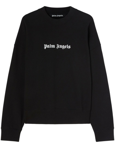 Palm Angels Black Long-sleeve T-shirt With Gothic Logo