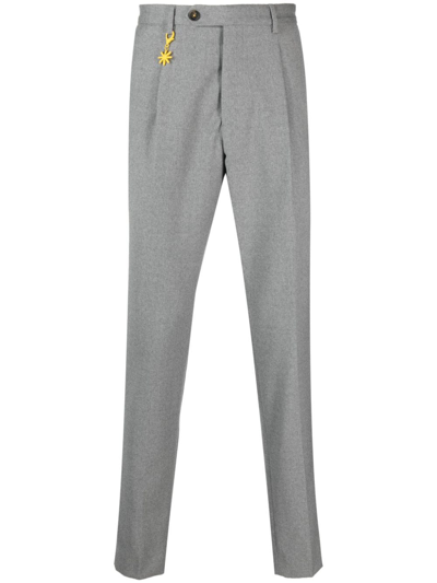 Manuel Ritz Stretch-wool Tapered Trousers In Grey