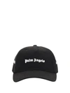 Palm Angels Black Baseball Cap With White Logo Print